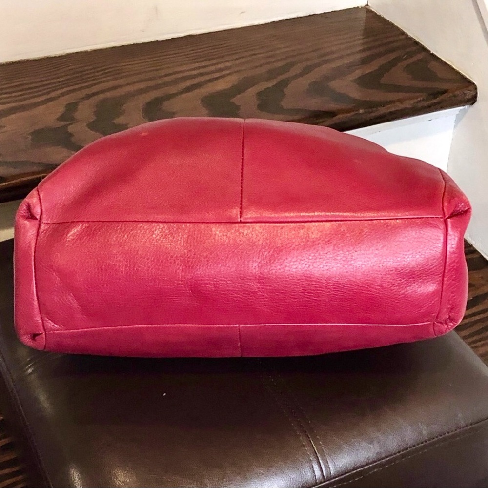 COACH Madison Phoebe Tumbled Red Leather Copper Lining 3 Section Shoulder Bag - Picture 5 of 16